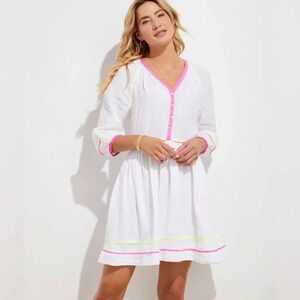 Vineyard Vines Linen Neon Pop Vacation Dress